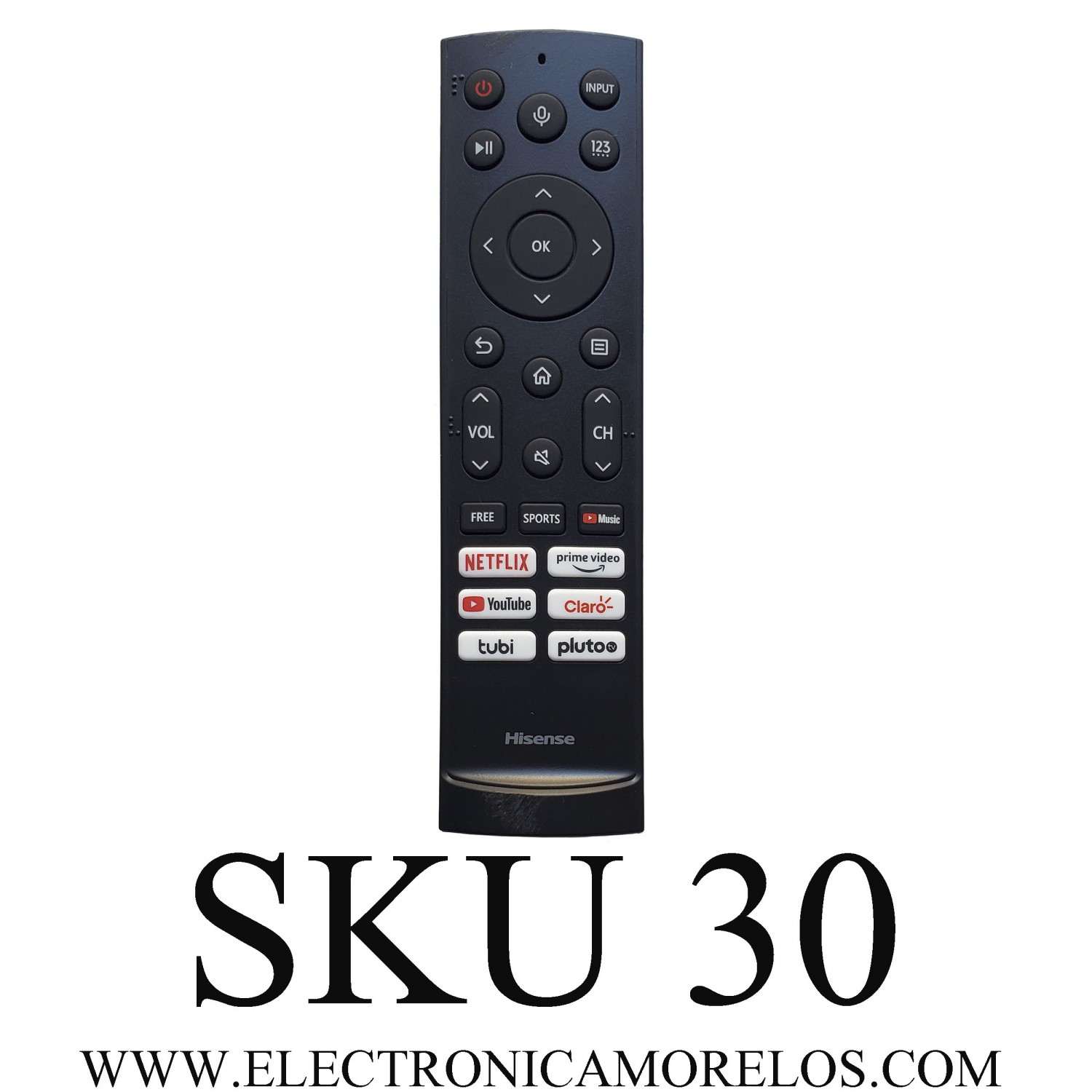 CONTROL REMOTO HISENSE ORIGINAL PARA SMART TV NUEVO / COMANDO DE VOZ / NUMERO DE PARTE ERF3D90H / FH220305000032P3 / MODELOS 43A65H / 50A65H / 55U7H / 55U8H / 55A65H / 65U7H / 65U8H / 65A65H / 65U7G / 75U7H / 75U8H / 85A7H / 85U7H